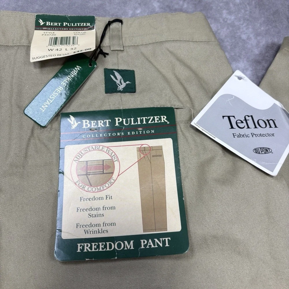 Vintage NEW Bert Pulitzer Collector's Edition 42x32 Khaki Pants Freedom Fit